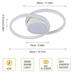 LED Ceiling Light,Bedroom Ceiling Lamp, 42W 4800LM,Warm White 3000K, Rond Modern Ceiling Light for Living Room Kitchen