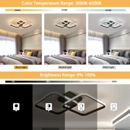 Dimmable LED Ceiling Light with Remote Control,50W 5600LM Modern LED Chandelier 3000K-6500K Adjustable Brightness