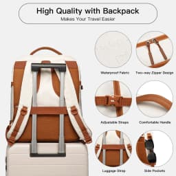 Cabin Travel Backpack 45 x 36 x 20 cm Easyjet Luggage Bag Laptop Weekend Duffel Bag 30L (Beige/Brown)