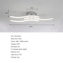 LED Ceiling Light,18W Curved Elegant Modern Chrome Ceiling Lamp,3 Built-in LED Boards,Ceiling Lights Fixtures(Natural White )