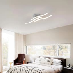 LED Ceiling Light,18W Curved Elegant Modern Chrome Ceiling Lamp,3 Built-in LED Boards,Ceiling Lights Fixtures(Natural White )