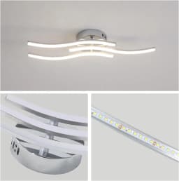 LED Ceiling Light,18W Curved Elegant Modern Chrome Ceiling Lamp,3 Built-in LED Boards,Ceiling Lights Fixtures(Natural White )