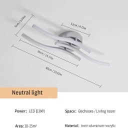 LED Ceiling Light,18W Curved Elegant Modern Chrome Ceiling Lamp,3 Built-in LED Boards,Ceiling Lights Fixtures(Natural White )
