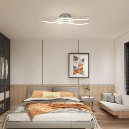 LED Ceiling Light,18W Curved Elegant Modern Chrome Ceiling Lamp,3 Built-in LED Boards,Ceiling Lights Fixtures(Natural White )