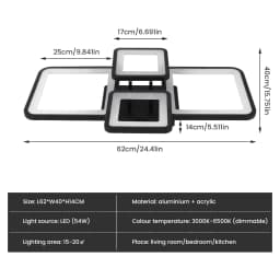 Modern LED Ceiling Light,54W Dimmable Ceiling Light with Remote Control Ceiling Lamp for Living Room
