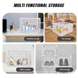 6/9/12x Transparent Shoe Storage Boxes Hard Plastic Stackable Shoe Box Organiser with Magnetic Door, Stackable Shoe Storage Box