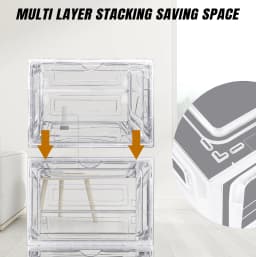6/9/12x Transparent Shoe Storage Boxes Hard Plastic Stackable Shoe Box Organiser with Magnetic Door, Stackable Shoe Storage Box