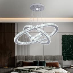 Modern Pendant Light K9 Crystal Chandelier DIY Rings Led Hang Ceiling Lamp Home Decor Chrome Lustre Fixtures Dining Living Room