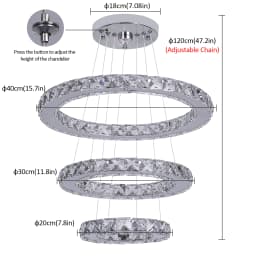 Modern Pendant Light K9 Crystal Chandelier DIY Rings Led Hang Ceiling Lamp Home Decor Chrome Lustre Fixtures Dining Living Room