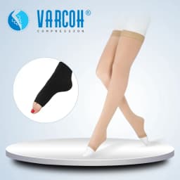 Women Medical Thigh High Compression Stockings With Silicone Band Graduated Firm Support 30-40 MmHg Varicose, Lymphedema Edema