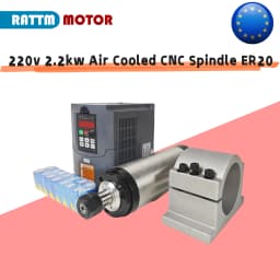 【EU Stock】220v 2.2kw Air Cooled CNC Spindle Motor ER20 4 Bearing ER20 Collet & 2200w VFD / Inverter for Wood Milling