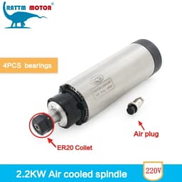 【EU Stock】220v 2.2kw Air Cooled CNC Spindle Motor ER20 4 Bearing ER20 Collet & 2200w VFD / Inverter for Wood Milling