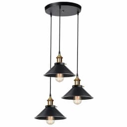 3 Lights Vintage Pendant Light,E27 Black Metal Hanging Lights,Industrial Ceiling Lights for Kitchen Bedroom (Bulb not Included)