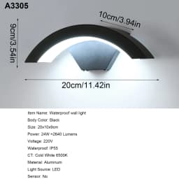24W LED Modern Outdoor Wall Sconces,Warm White 3000K LED Wall Lamp, Outdoor Wall Light for Terrace Gardens Pathway