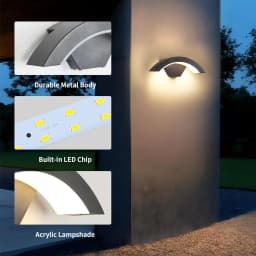 24W LED Modern Outdoor Wall Sconces,Warm White 3000K LED Wall Lamp, Outdoor Wall Light for Terrace Gardens Pathway