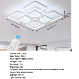 Square LED Ceiling Lamp Modern Ceiling Light Bedroom Kitchen Light Chandelier Light Children's Room Dimmable
