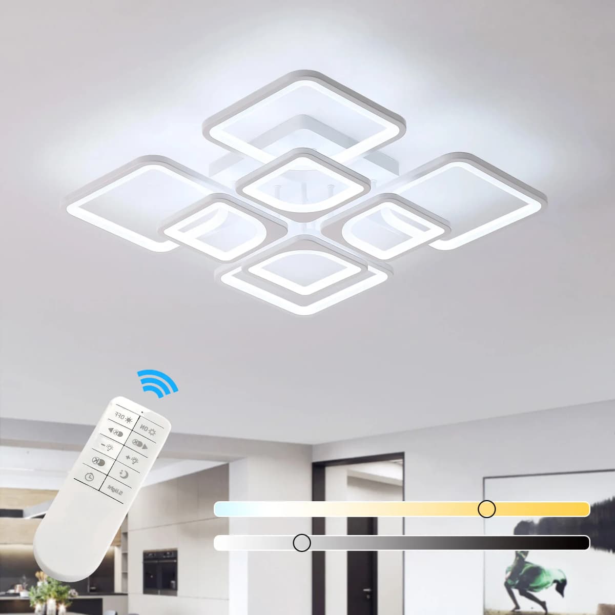 Square LED Ceiling Lamp Modern Ceiling Light Bedroom Kitchen Light Chandelier Light Children's Room Dimmable