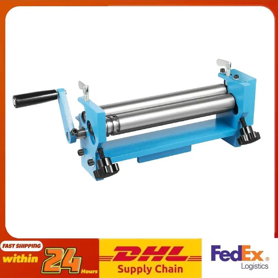 45# Steel Rolling Bending Machine Silver/Blue Hand-cranked 300mm 12.3kg Sturdy Durable for Metal Plates Multiple Applications