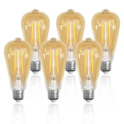6pack Vintage Light Bulbs 6W ST64 E27 Edison Screw Bulb 2700K LED Bulb Warm White Antique Style Retro Amber Glass Filament Lamp