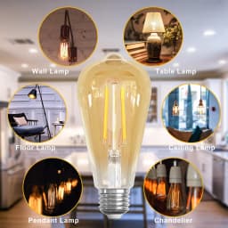 6pack Vintage Light Bulbs 6W ST64 E27 Edison Screw Bulb 2700K LED Bulb Warm White Antique Style Retro Amber Glass Filament Lamp