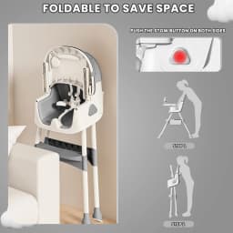 Foldable Baby High Chair 6 Months Plus, with Large Antislip Pad & ToyRack, Easy to Clean Feeding , E500
