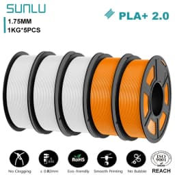 SUNLU 5KG PLA+2.0 3D Printer Filament Tougher and Stronger PLA Plus Filament 1000G/Roll 1.75mm 3D Filament Fits for FDM 3D Print