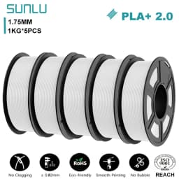 SUNLU 5KG PLA+2.0 3D Printer Filament Tougher and Stronger PLA Plus Filament 1000G/Roll 1.75mm 3D Filament Fits for FDM 3D Print