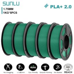 SUNLU 5KG PLA+2.0 3D Printer Filament Tougher and Stronger PLA Plus Filament 1000G/Roll 1.75mm 3D Filament Fits for FDM 3D Print