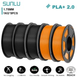 SUNLU 5KG PLA+2.0 3D Printer Filament Tougher and Stronger PLA Plus Filament 1000G/Roll 1.75mm 3D Filament Fits for FDM 3D Print