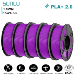 SUNLU 5KG PLA+2.0 3D Printer Filament Tougher and Stronger PLA Plus Filament 1000G/Roll 1.75mm 3D Filament Fits for FDM 3D Print