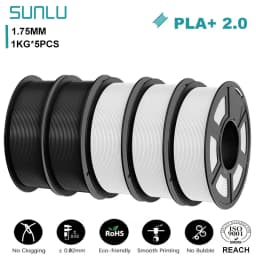 SUNLU 5KG PLA+2.0 3D Printer Filament Tougher and Stronger PLA Plus Filament 1000G/Roll 1.75mm 3D Filament Fits for FDM 3D Print