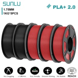 SUNLU 5KG PLA+2.0 3D Printer Filament Tougher and Stronger PLA Plus Filament 1000G/Roll 1.75mm 3D Filament Fits for FDM 3D Print