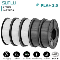 SUNLU 5KG PLA+2.0 3D Printer Filament Tougher and Stronger PLA Plus Filament 1000G/Roll 1.75mm 3D Filament Fits for FDM 3D Print
