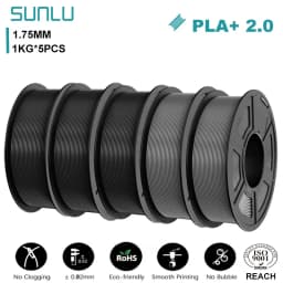 SUNLU 5KG PLA+2.0 3D Printer Filament Tougher and Stronger PLA Plus Filament 1000G/Roll 1.75mm 3D Filament Fits for FDM 3D Print