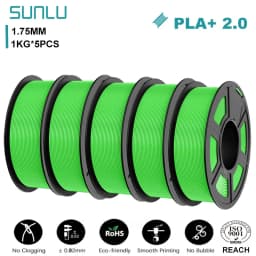 SUNLU 5KG PLA+2.0 3D Printer Filament Tougher and Stronger PLA Plus Filament 1000G/Roll 1.75mm 3D Filament Fits for FDM 3D Print