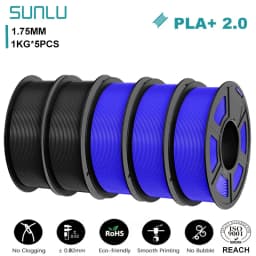 SUNLU 5KG PLA+2.0 3D Printer Filament Tougher and Stronger PLA Plus Filament 1000G/Roll 1.75mm 3D Filament Fits for FDM 3D Print
