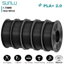 SUNLU 5KG PLA+2.0 3D Printer Filament Tougher and Stronger PLA Plus Filament 1000G/Roll 1.75mm 3D Filament Fits for FDM 3D Print