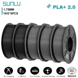 SUNLU 5KG PLA+2.0 3D Printer Filament Tougher and Stronger PLA Plus Filament 1000G/Roll 1.75mm 3D Filament Fits for FDM 3D Print