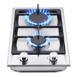 TopStrong 2 Burner 30cm Stainless Steel Kitchen Cast Iron Pan Support Built in NG/LPG Convertible Gas Hob YYUKGCT-S02