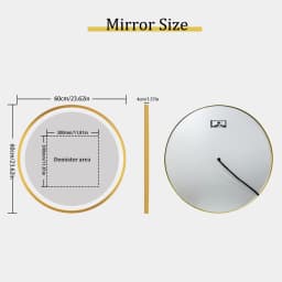 Wisfor Gold Round Aluminum Frame Bathroom Mirror 24" Lighted Smart Touch Switch 3 Color Dimmable light Anti-Fog Makeup Mirror