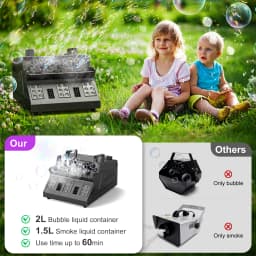 Gwong 1500W Smoke Bubble Machine 3in1 RGB 18 LEDs Bubble Fog Machine DMX512 Remote Stage Effect Light For DJ Party Wedding Halloween