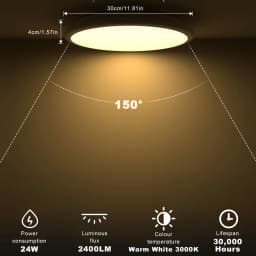 LED Ceiling Lights AC220V 24W Round Flush Ceiling Light 3000K/6500K Waterproof IP54 for Bathroom Kitchen Corridor Bedroom Office