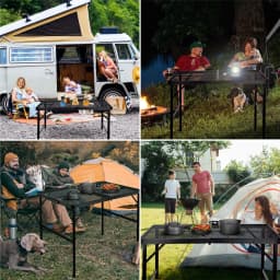 Grill Table For Outside,Lightweight Aluminum Folding Portable Metal Mesh Outdoor Grill Table For Camping Cooking BBQ RV Picnic
