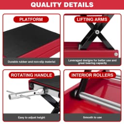 1100LB/500KG Motorcycle Lift Jack Center Scissor Jack Wide Deck Hoist Stand Bikes Garage Repair Stand Adjustable Height 3.6"-15"