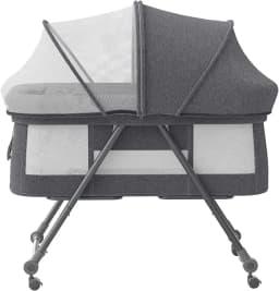 Baby Grab-and-go Travel Cot  with Mattress & Silent Wheels,  Rocking Crib Convertible, XYT-001