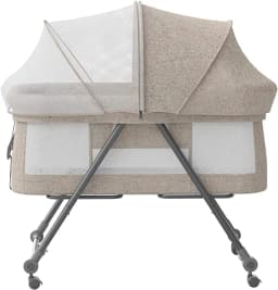 Baby Grab-and-go Travel Cot  with Mattress & Silent Wheels,  Rocking Crib Convertible, XYT-001