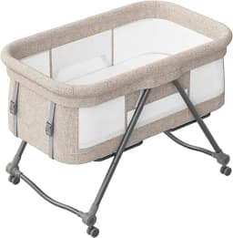 Baby Grab-and-go Travel Cot  with Mattress & Silent Wheels,  Rocking Crib Convertible, XYT-001