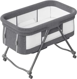 Baby Grab-and-go Travel Cot  with Mattress & Silent Wheels,  Rocking Crib Convertible, XYT-001
