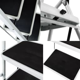 Folding Steel Step Ladder Heavy Duty Stool Seat Portable Ladder Metal Foot With Safety Non Slip Rubber For Office Garage Home