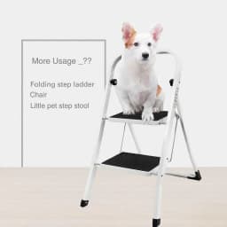 Folding Steel Step Ladder Heavy Duty Stool Seat Portable Ladder Metal Foot With Safety Non Slip Rubber For Office Garage Home